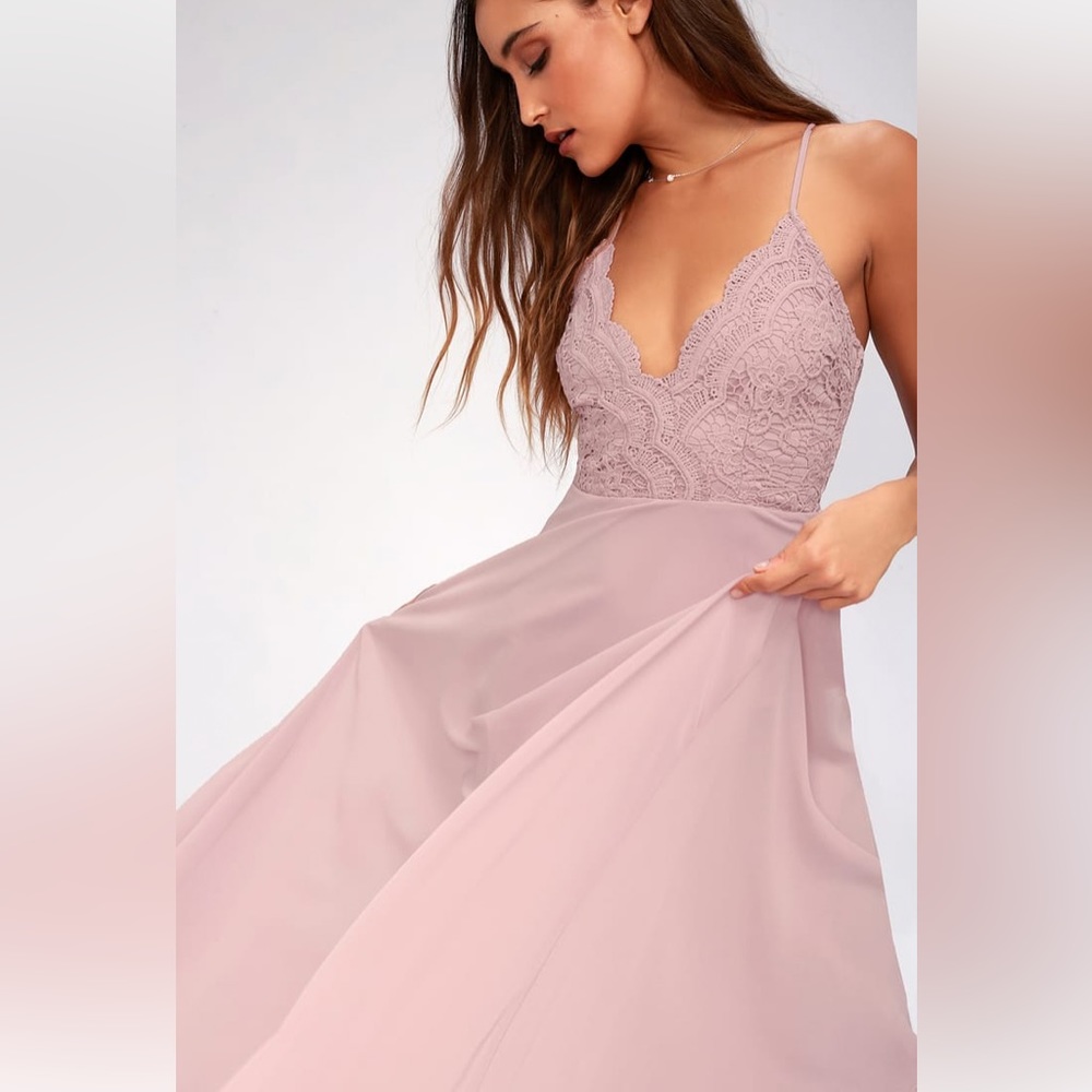 Lulus Madalyn Dusty Lavender Maxi Dress Size S